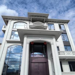 贵州白麻别墅外墙干挂石材效果示例