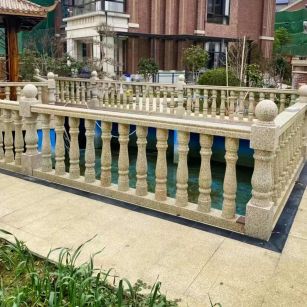 贵州黄金麻花岗岩石材栏杆，扶手，将军柱，花瓶柱