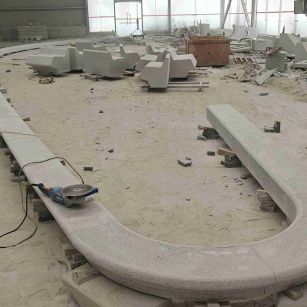 贵州 芝麻白花岗岩弧形花坛石，坐凳石