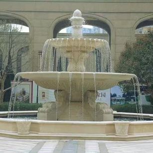 贵州 黄金麻花岗岩异型加工——户外庭院石雕流水喷泉