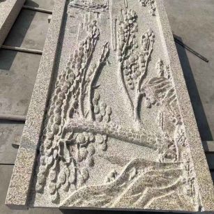 贵州 黄金麻雕刻板浮雕迎客松