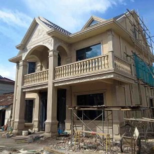 贵州 黄金麻花岗岩石材私人别墅雕花门楼柱阳台栏杆