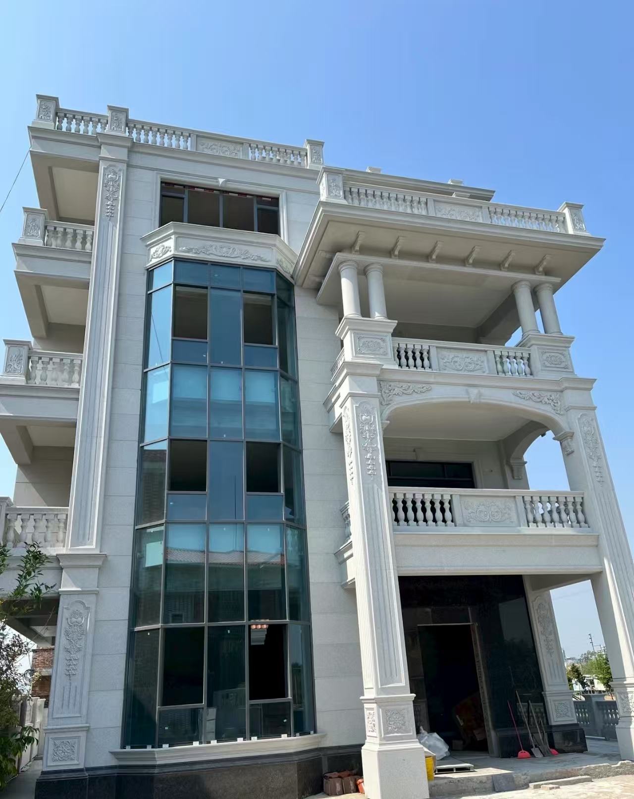 贵州 白麻花岗岩别墅外墙干挂效果展示