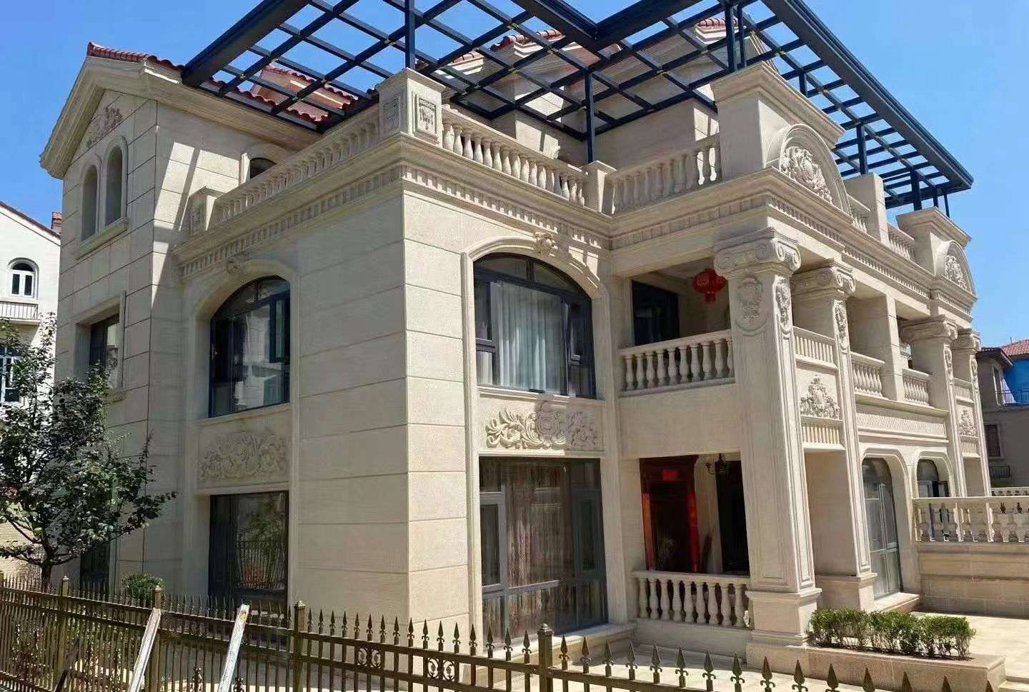 贵州 黄金麻花岗岩荔枝面别墅外墙干挂